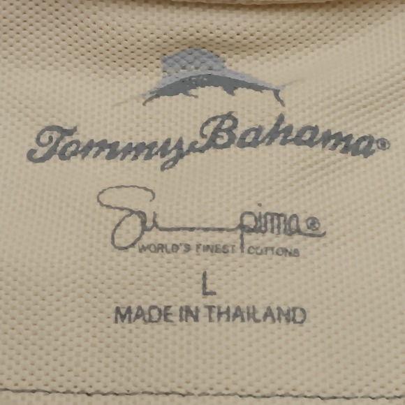 Tommy Bahama Men's Cotton Polo Shirt Large Pale Yellow Short Sleeve Marlin - Picture 4 of 11